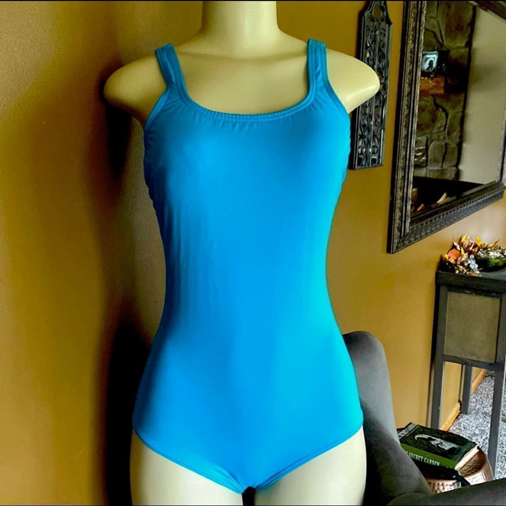 Lands End One Piece Padded Swimsuit 8 Aqua